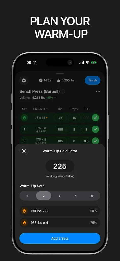 GRIPT warm-up calculator screenshot