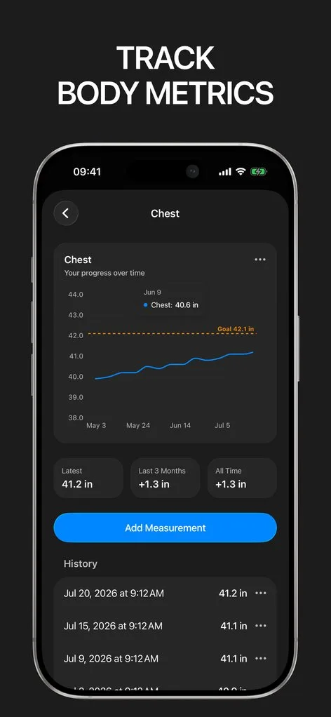 GRIPT body measurements screenshot