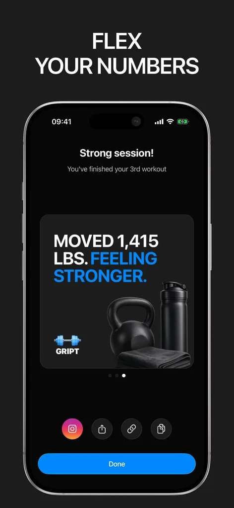 GRIPT workout share card screenshot