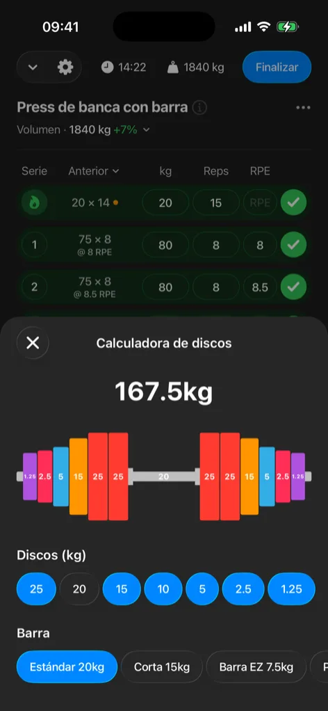Captura de la calculadora de discos de Gript