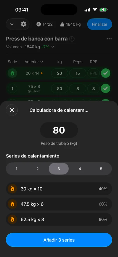 Captura de la calculadora de calentamiento de Gript